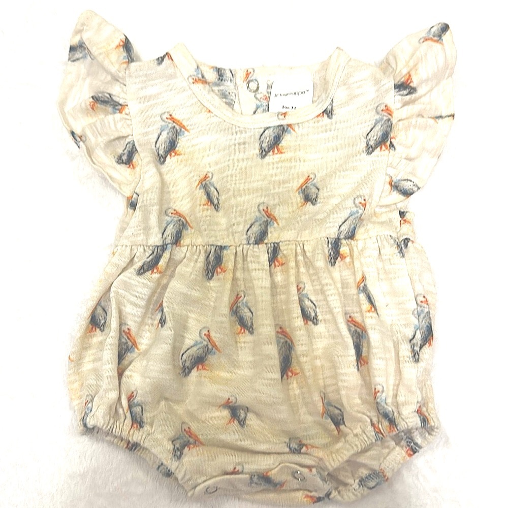VELVET FAWN BOUTIQUE PELICAN BUBBLE! 3-6 month. 100%cotton